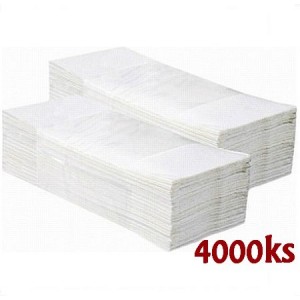 Papírový ručník ZZ skládaný V - 2vrstvý bílý 24 x 21 cm [4000 ks]