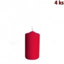 Svíčka válcová Ø 40 x 80 mm červená [4 ks]